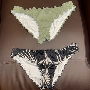 PINK Victoria's Secret Olive Ruched Bikini Bottom & black/white bottom